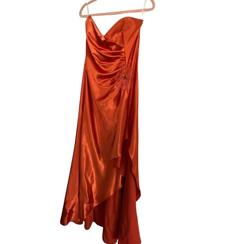 Jessica McClintock for Gunne Sax Formal Gown Dress Strapless Orange Size 12 Y2K